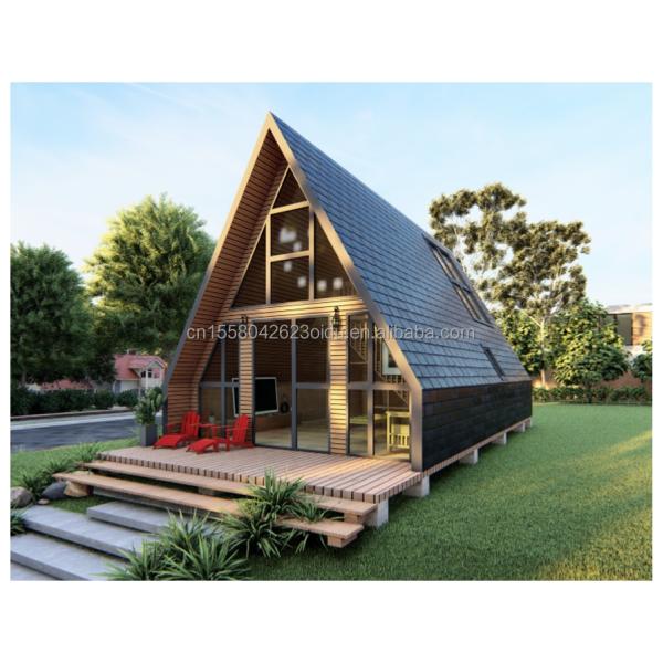 EU Baño Salón de estar Contenedor triangular de madera con puerta de panel de sándwich y estructura de tubos cuadrados de acero galvanizado