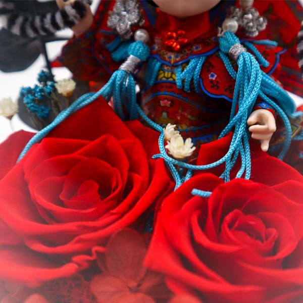 Chinese Peking Opera Artificial Glass Rose Decoration Chinese Traditional Style