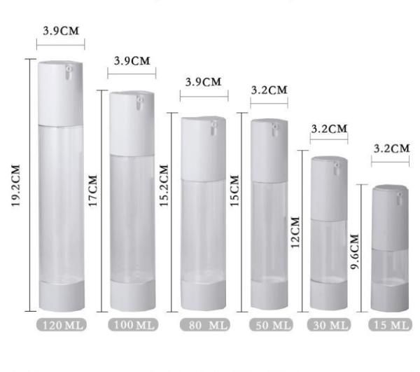 Opaque Cosmetic Airless Pump Bottles 10ml 5ml 30ml Airless Plastic Spray Bottles