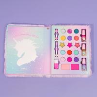 Furry Unicorn Young Girls Makeup Kit Play Set Travel Friendly