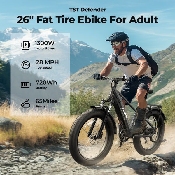 48V 26 Inch Fat Tire Electric Bike Powerful Motor Off-Road & City Commuter E-Bike Long Range Lithium Battery Pedal Assist