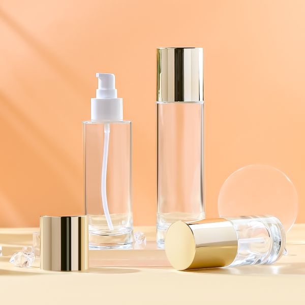 Eco-Friendly Leak-Proof Clear Glass Bottle for Customizable Cosmetic Packaging