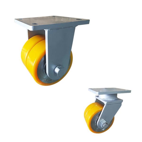 Roulettes industrielles de pivot de roue jumelle d'unité centrale en acier de roulettes résistantes superbes oranges de 8 pouces 2T