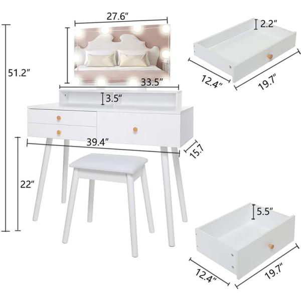 Solid MDF Wood Mirrored Dresser Wood Bedside Table With NC Painting
