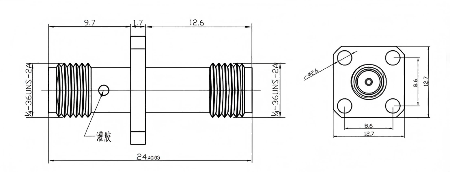 4 Holes Flange RF Adapter DC-18GHz SMA Female To Female Adapter