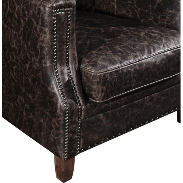 Industrial Loft High Back OX Leather Armchair With Solid Hardwood Frame