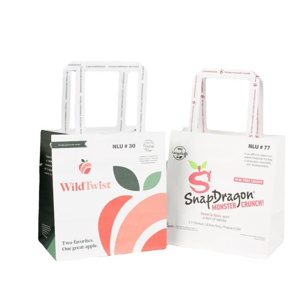 Mini saco de papel kraft branco com logotipo para impressão personalizada