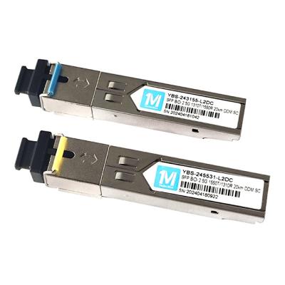 2.5G BIDI 20km 1310nm/1550nm SC Connector DDM WDM Simplex Optical Module Transceiver SFP Module for Speed Data Transfer