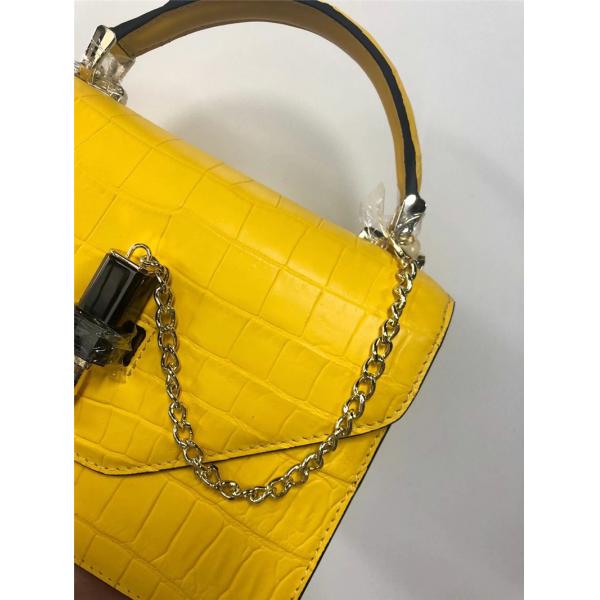 Authentic Crocodile Belly Skin Women Small Orange Purse Lady Chain Handbag Genuine Alligator Leather Female Shoulder Bag