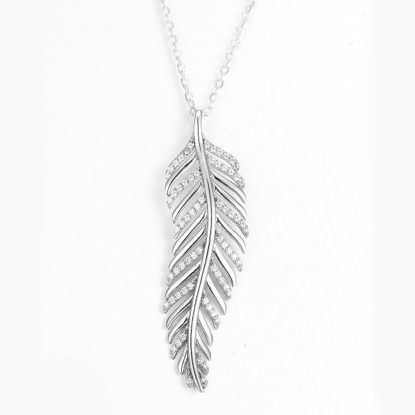 925 Sterling Silver Leaf Shape Pendant PVD Plating Tffany Pendant Necklace