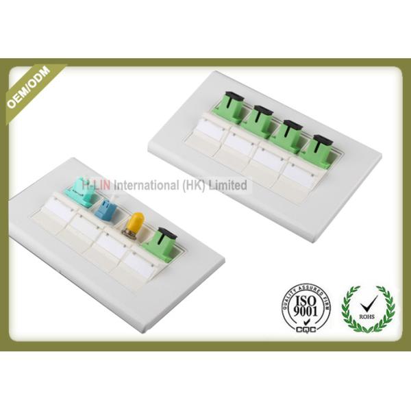 Slanting ABS Fiber Optic Faceplate FC / LC Interface 4 Port  For FTTH System