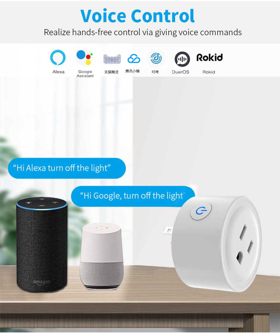 US-to-Universal Smart Plug with 20A High Capacity WiFi Remote Control and Voice Control for Smart Home Automation