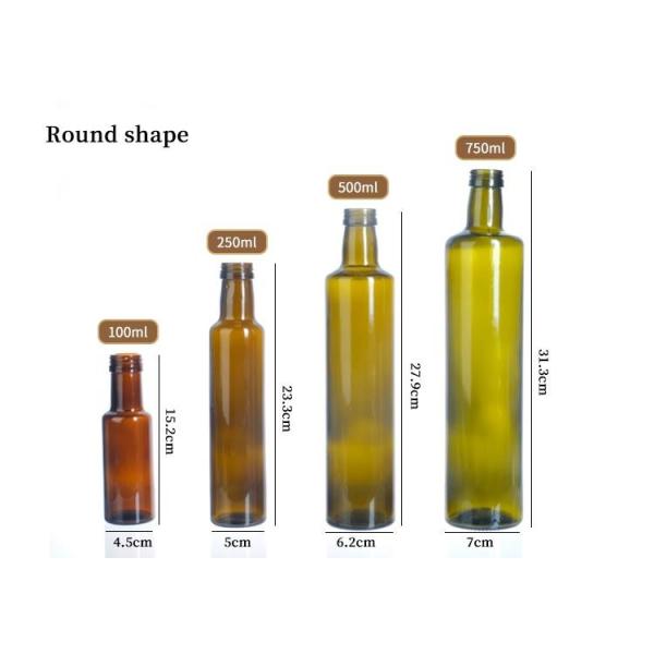 Зеленый цвет Прозрачное стекло Квадратный круглый Оливковое масло Бутылки 125 Мл 250 Мл 500 Мл 750 Мл 1000 Мл