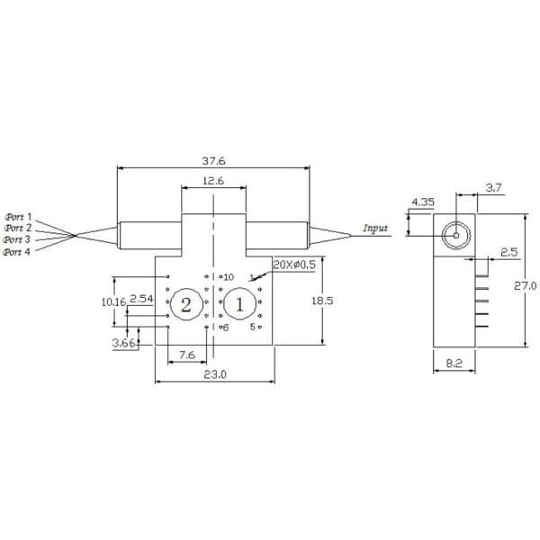 Соединитель оптически переключателей FC/APC волокна видимого света 760nm 1x4