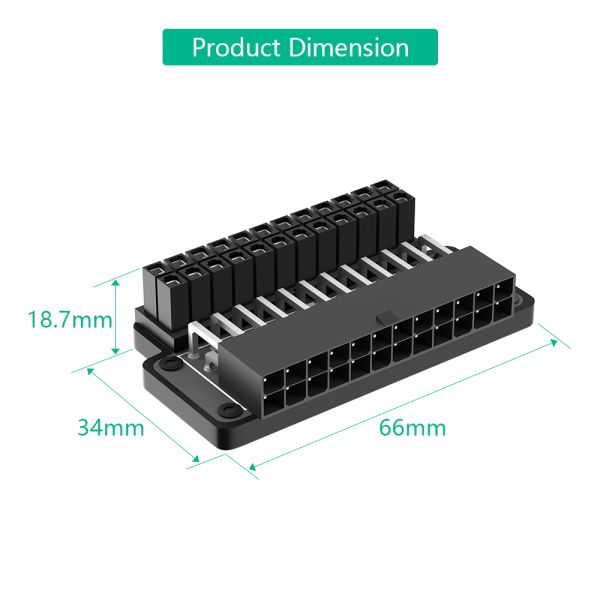 ATX 24Pin 90 Degree Right Angle Power Adapter with Power OK Standby LED and ABS Plastic Top Cover