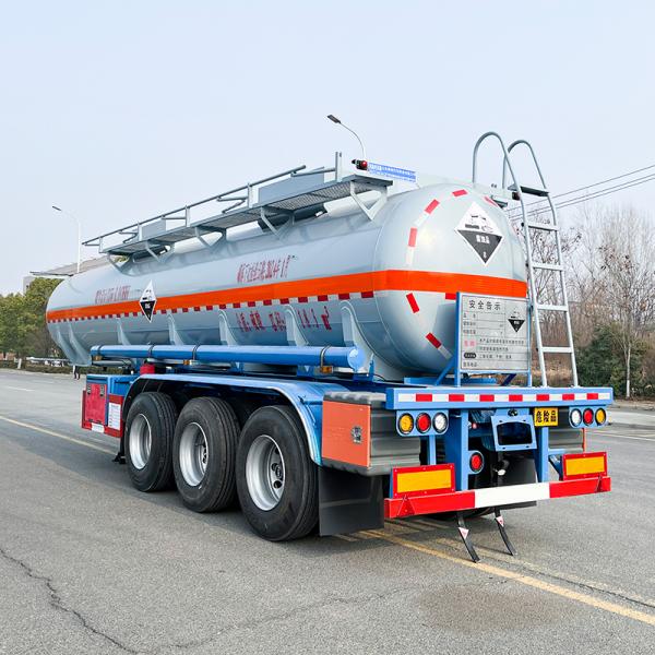 Tri Axle Concentrated Sulfuric Acid Tanker Semi Trailer For Chemical Transport