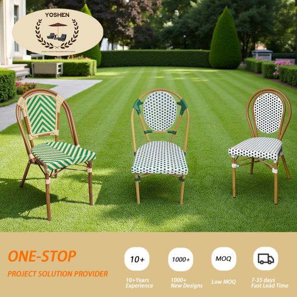 Outdoor French Bistro Rattan Sofa Bench Chair Rattan Restaurant Sofa Burgundy Red for Hotel Resort