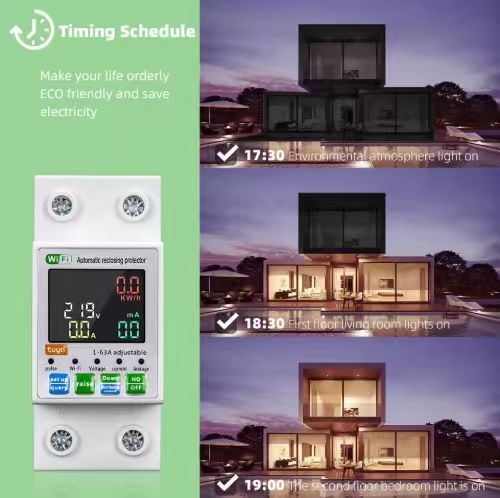 WiFi Reclosing Protector: 1-63A Adjustable, Energy Monitor, Voice/App