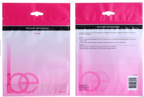 Eco-friendly Printed OPP Plastic Make-up Brushes Packaging Zipper Bags