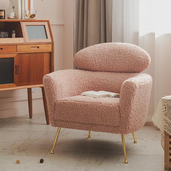 Adjustable Head Restraint Fabric Leisure Chair Sponge Filler Velvet Single Sofa Chair