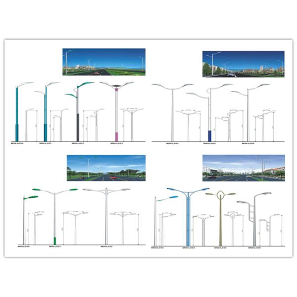 Road Powder Coating Solar Street Light Poles With Single Bracket 20w - 400w