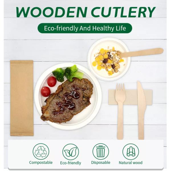 140mm Biodegradable Birch Disposable Wooden Cutlery 150mm Wooden Fork Knife And Spoon