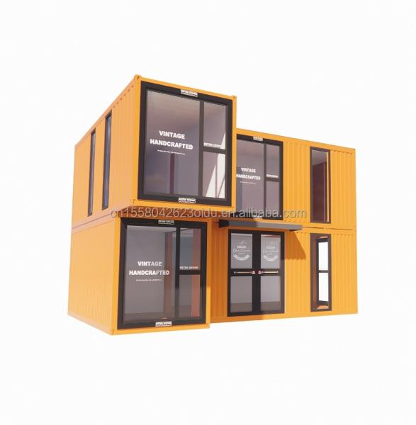 s Modern Double-Story Glass Walls Container House using 50/75/100mm Wave Sandwich Panel Detachable Collapsible Steel Van for Office