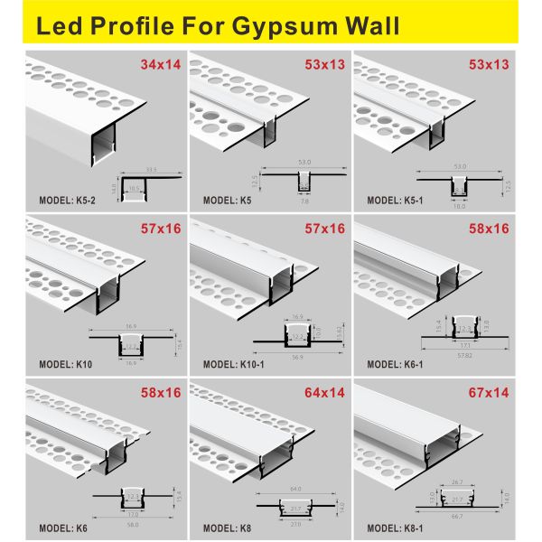 High Quality Anodized LED Strip Aluminium Profile with Customized Length for Surface & Recessed Mounted Installation