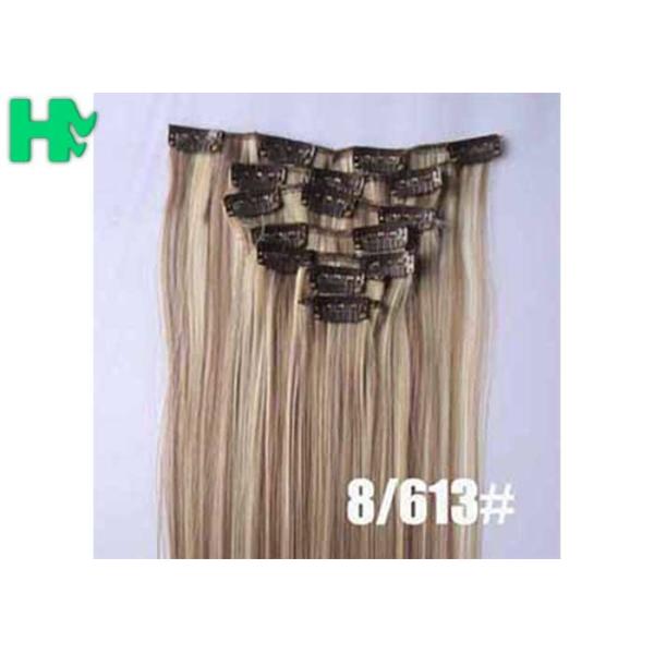 Colored Clip In Synthetic Hair Extensions Fake Hair Wigs For White Women
