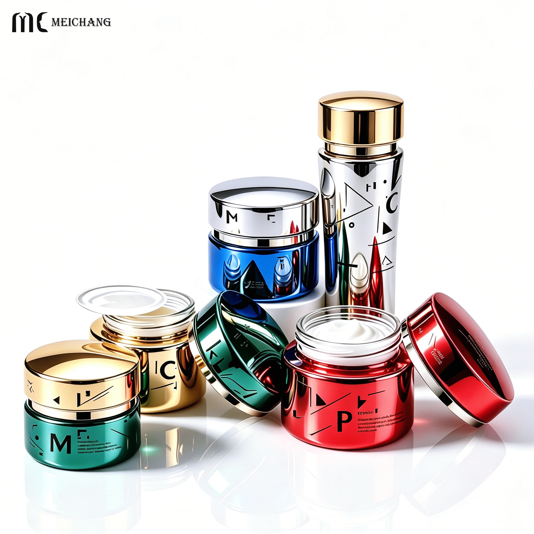 30g/50g/40ml/100ml/120ml Curved Waist Glass Skincare Packaging Set(MC-331)