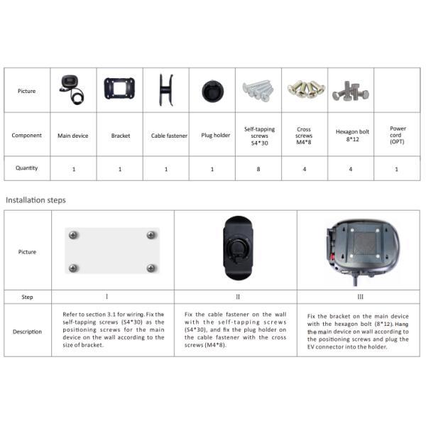3kw 7kw 11kw 22kw AC Charging Pile Wall Mounted Wallbox Ev Charger