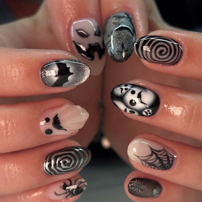 Halloween Party Holiday Press On Nails Wholesale Dark Skull Ghost ABS