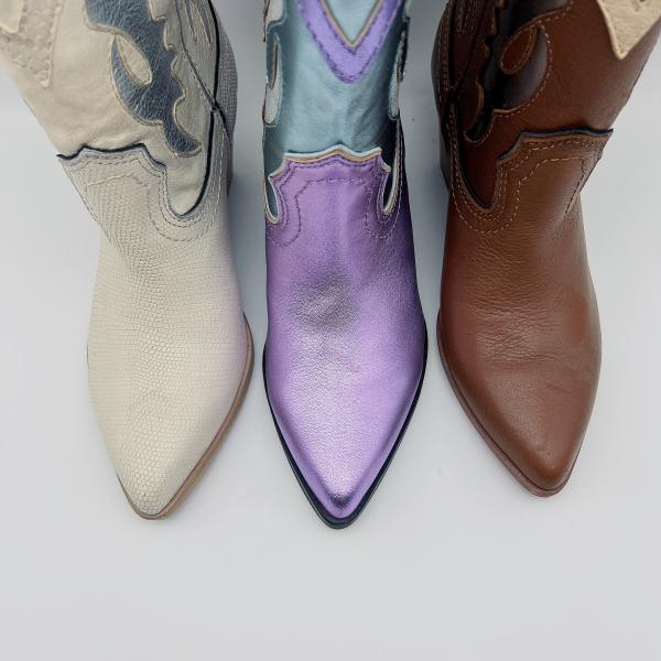 #6 - #11 Womens Leather Dress Boots Purple Ladies Pointed Toe Ankle Boots SGS