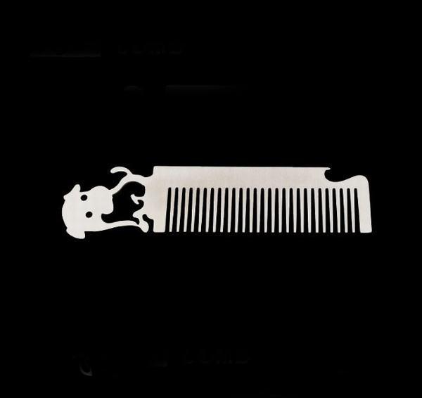 Custom cool innovative men gift, engrave logo stainless steel credit card size wallet beard comb bottle opener