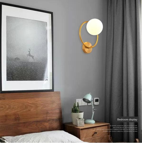Post-modern Simple interior Wall Lamp Glass Bedroom Light luxury Round Corridor Stair round wall light(WH-OR-93)