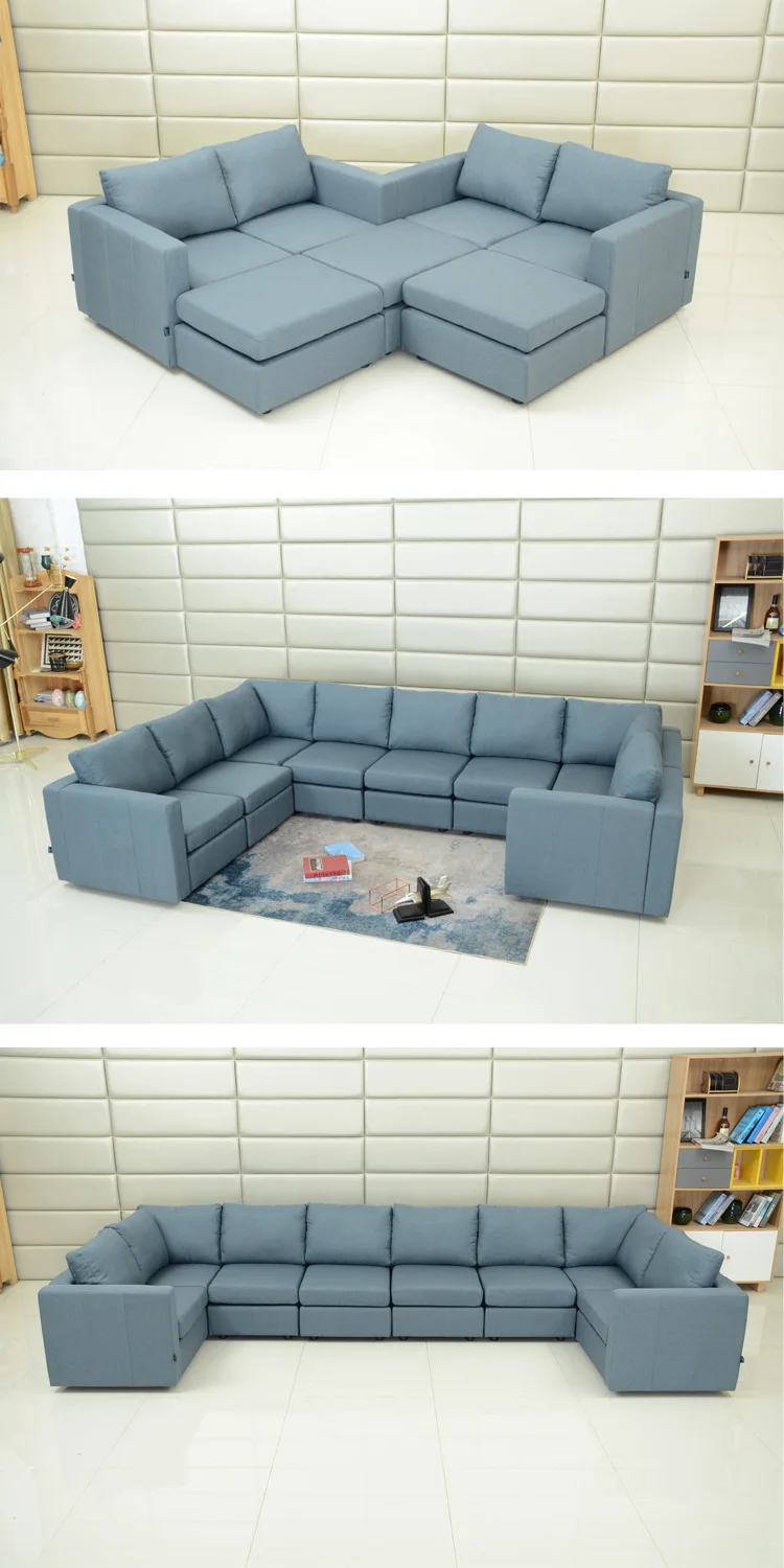 Reinforced Microfiber Corner U Shaped Sectional Modular Couches Furniture