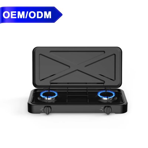 Household 2 Burner Gas Stove Supplier Iron Material Energy Efficiency Convenient