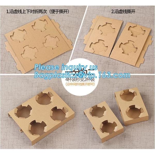 Eco Friendly Disposable Kraft Paper Take Out 2 Pack Coffee Cup Drink Carriers 2 Pack Paper Cup Holders bagease package
