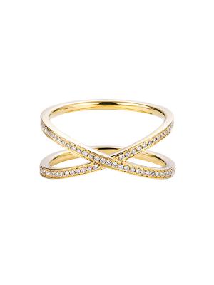 Ouro do 18k das mulheres com cruz Ring Shape Round Brilliant Cut de Diamond Ring 0.39ct