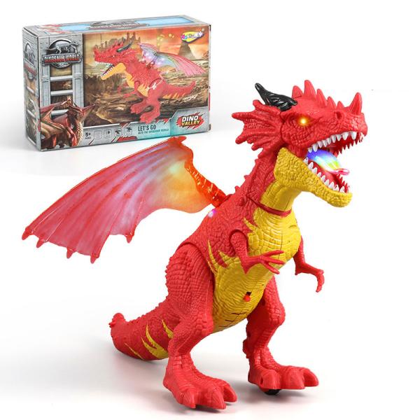PVC Children'S Electric Spray Toy Flying Dragon With Light And Sound Spray Walking Dinosaur Model Toy