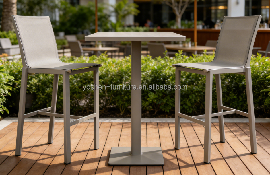 Aluminum Outdoor Bar Stool Waterproof & UV-Resistant Patio & Bar High Stool