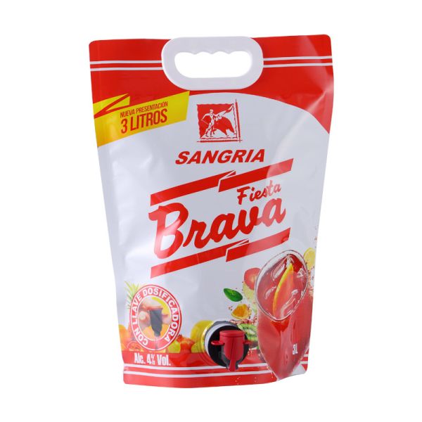 FDA Certified 3L Boxed Fruit Wine Pouch Wine Packaging With Handle