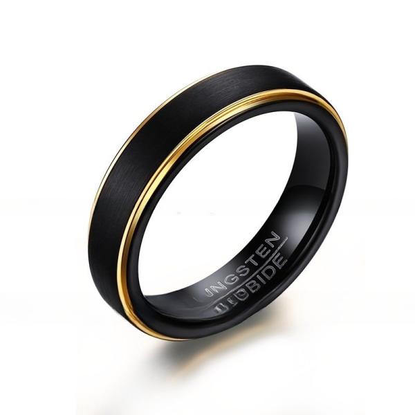 5 mm d'argent/or/noir Carbure de tungstène de base anneau brossé à l'avant-bras Hommes Femmes Fiançailles Promesse alliance