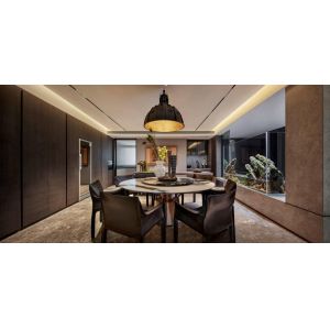 OEM/ODM CUSTOM MODERN LUXURY DINING ROOM FURNITURE COLLECTION | NATURAL MARBLE TOP, BRASS BASE, CUSTOM LEATHER CHAIRS FOR VILLA & APARTMENT