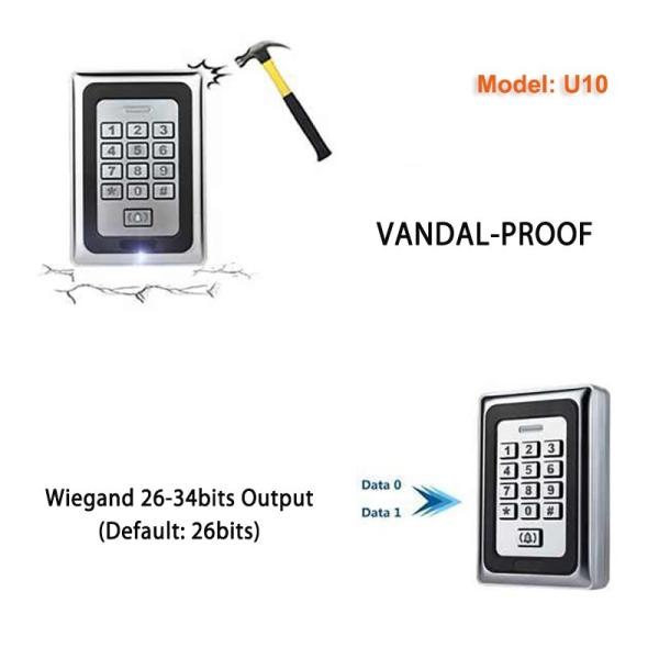 PIN Code and RFID Card Access Control Reader Metal Cover with IP68 Waterproof and Anti-vandal Features