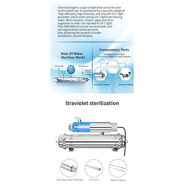 Kitchen Tap Ultrafiltration UV Water Filters Stainless Steel material 1000L/H