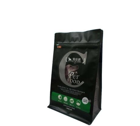 Quad sealed aluminium foil pet food bag with top resealable zipper