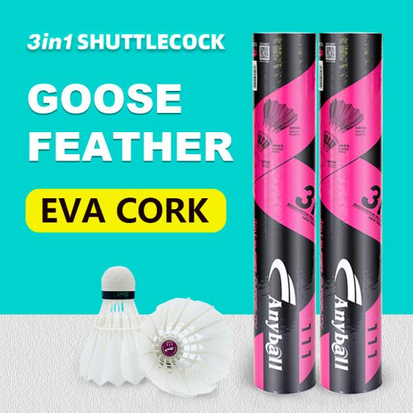 3in1 Durable Stable Goose Feather Badminton Shuttlecock For Sports Training