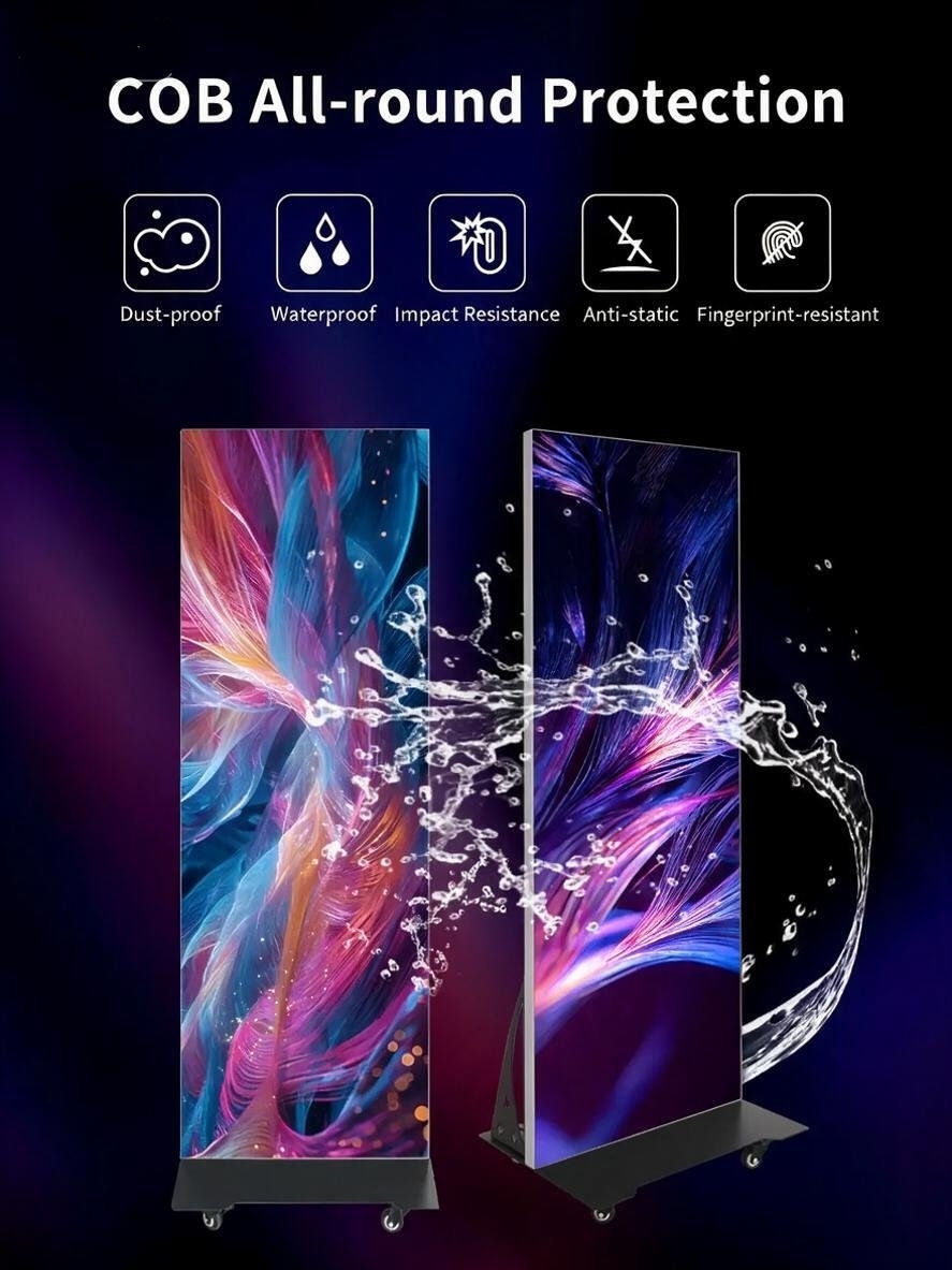 COB LED Advertising Display Floor Stand Waterproof LED Screen Poster