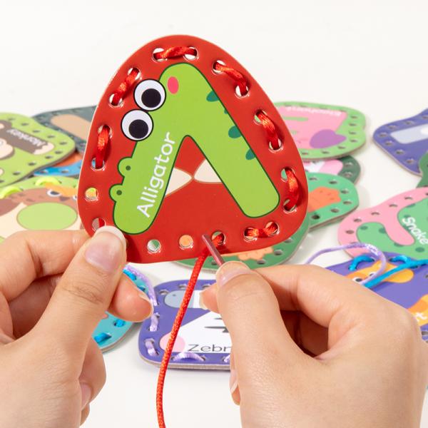 Double Sided Sewing Cards Imagination Development Lacing Toys Games for Children